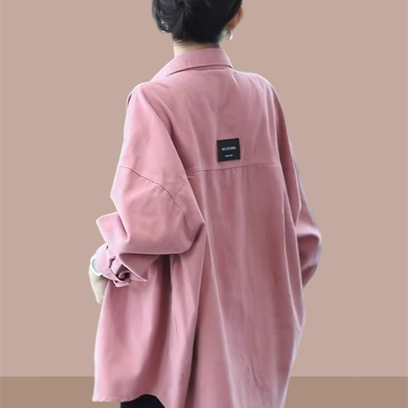 时尚衬衫外套女春秋2025新款爆款百搭中长款上衣宽松休闲叠穿衬衣