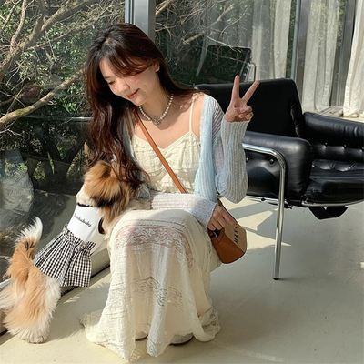 甜美风新中式蕾丝吊带裙连衣裙两