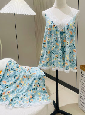 夏季吸汗大码吊带胖妹妹家居服