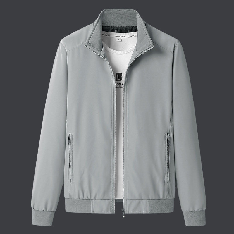 时尚灰夹克男2023早秋新款秋季爸爸外套中老年人爷爷