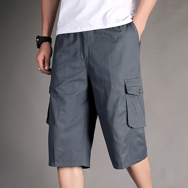 重磅纯棉!水洗棉8分裤子夏季男款工装裤男短裤休闲运动裤八分裤