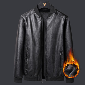 (捡漏价)加绒加厚皮衣男秋冬装外套夹克中年爸爸装大码中老年男装