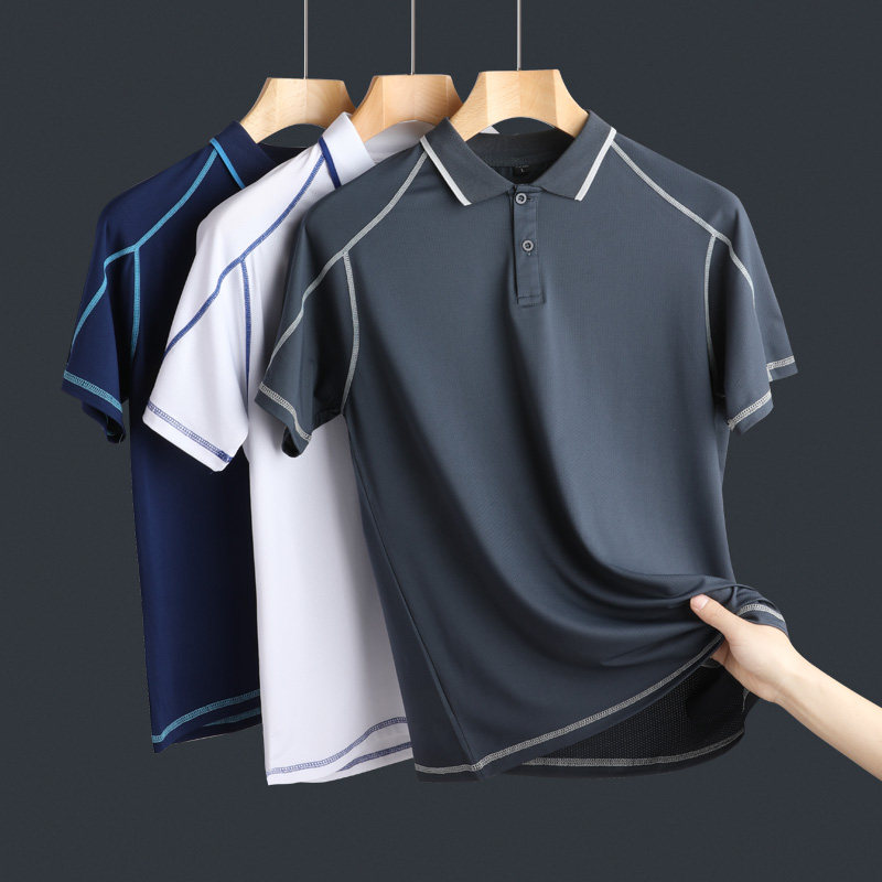 设计感冰丝polo衫男短袖夏季翻领t恤衫速干运动男装衣服