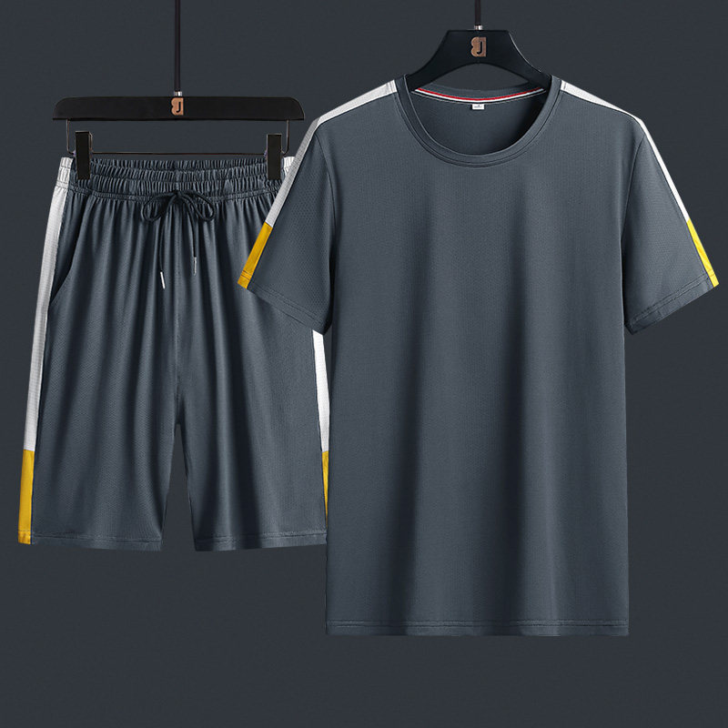 运动套装男夏季冰丝短袖速干短裤夏装休闲运动服装