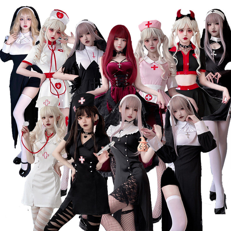 万圣节护士修女制服cosplay吸血鬼女巫鬼新娘成人舞台演出服套装