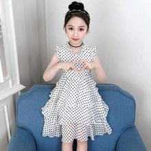 夏装洋气雪纺2025儿童新款蛋糕裙波点潮款长裙公主女童女孩连衣裙