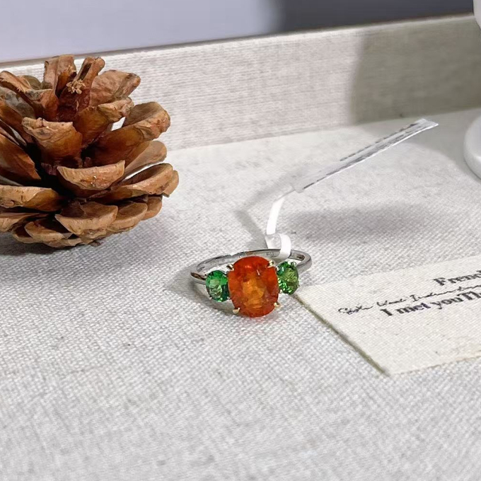 【慕斯格瑞】PT900/18K 金芬达石榴石戒指JY0131201048