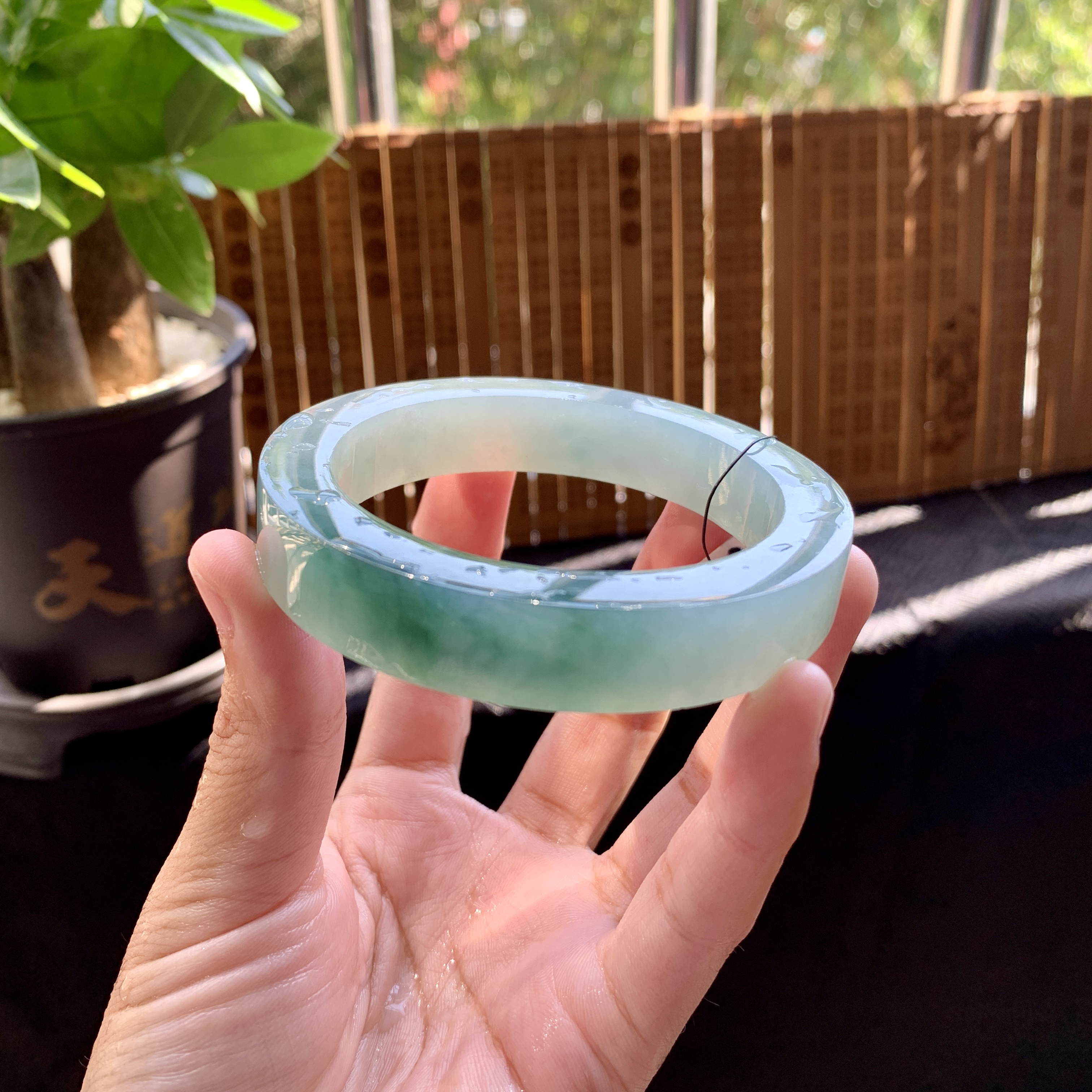 玉之道珠宝天然缅甸翡翠A货冰湖水绿手镯可定制58-61正圈