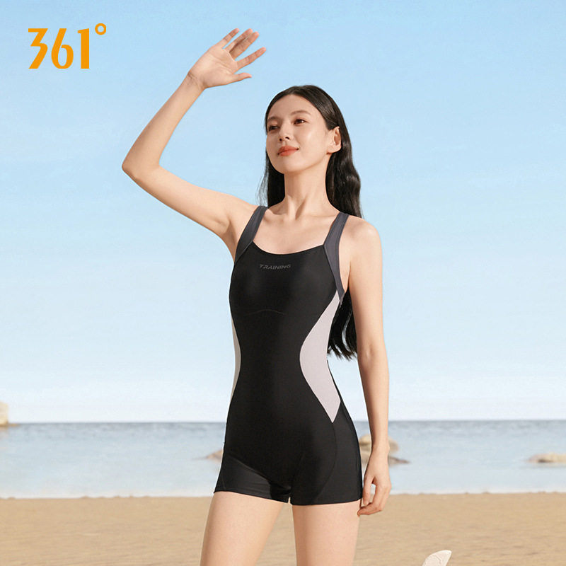 361泳衣女款成人连体平角泡温泉遮肉显瘦游泳馆竞速训练女士泳装