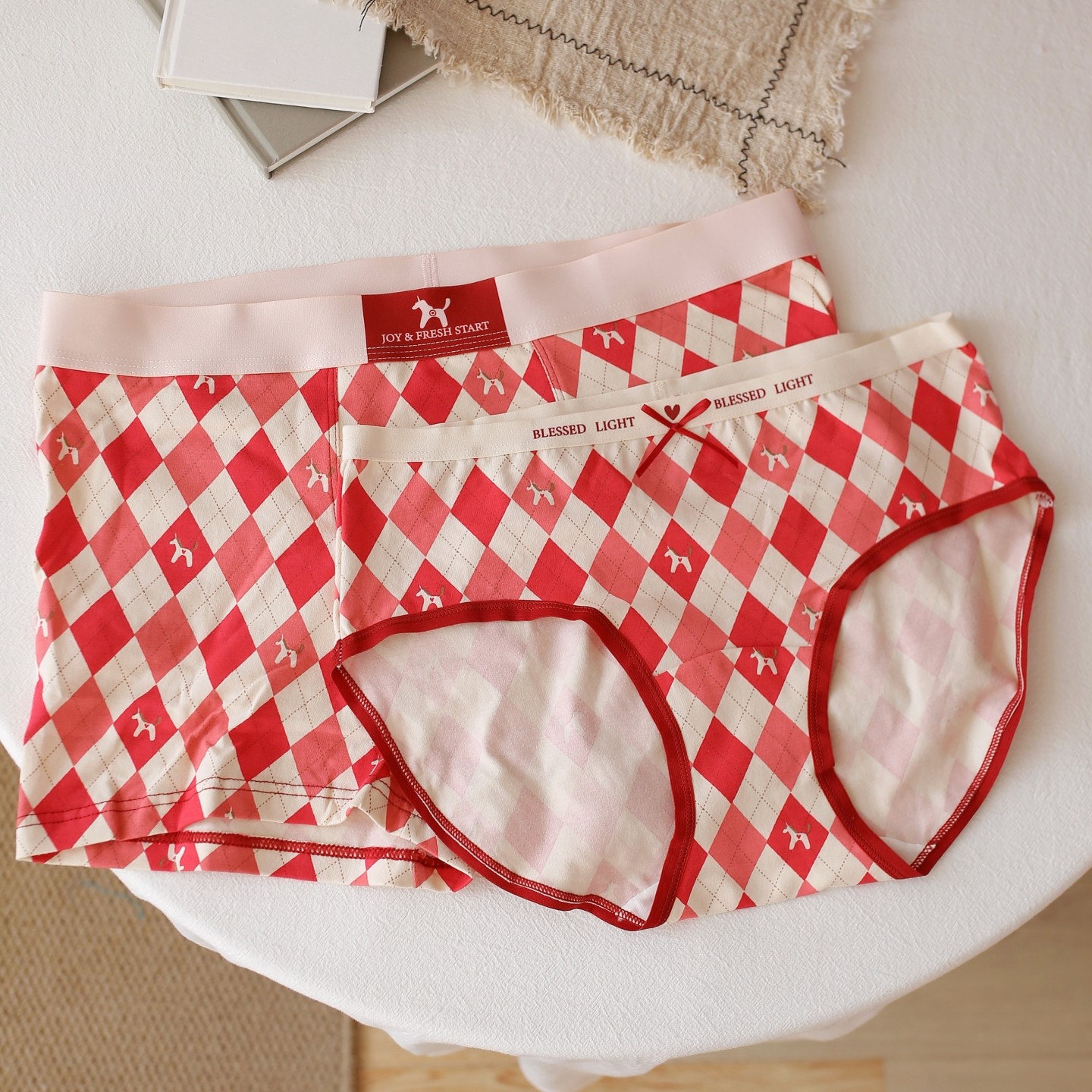 时髦情侣内裤本命红新婚新年纯棉底裤女士加长抑菌裆男士平角短裤,女士内衣/男士内衣/家居服,男平角内裤,淘宝优惠券,粉丝福利购,淘宝优惠卷