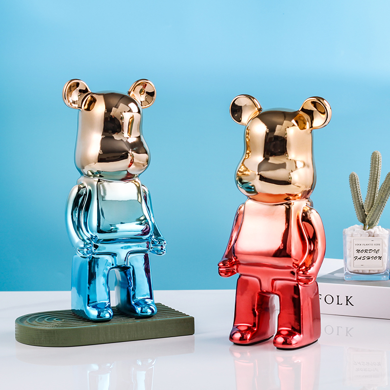 陶瓷暴力熊电视柜酒柜客厅摆件