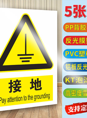注意接地安全警示标识牌提示贴纸