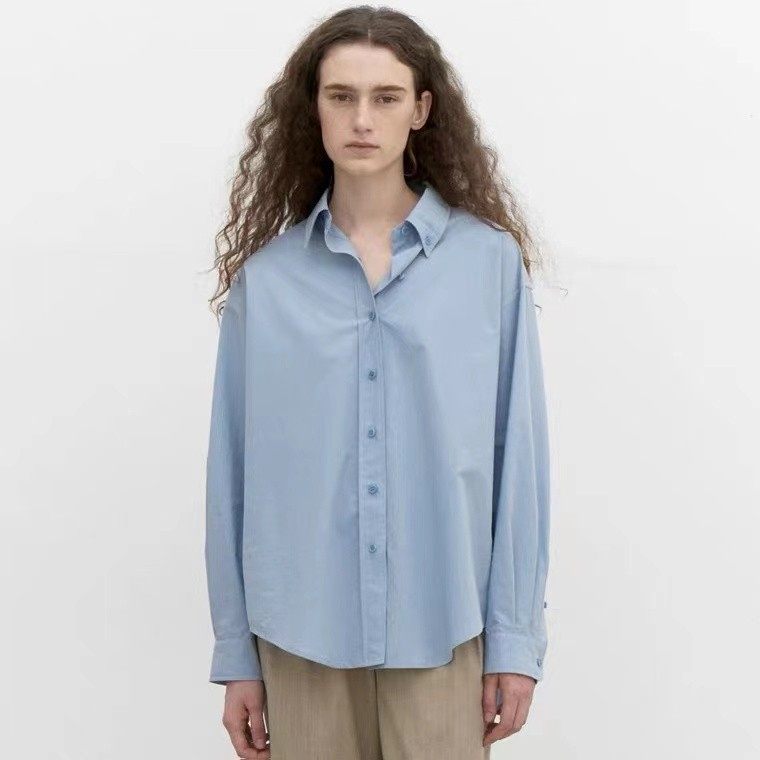 ler*be2025春秋季新款纯棉长袖衬衣女美娜家小众设计休闲宽松衬衫