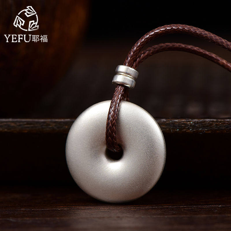 实心平安扣吊坠足银时尚大气潮男士女款情侣项链挂件