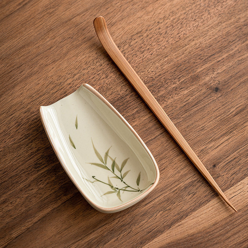 翠绿文竹茶则茶拨两件套中式功夫茶具陶瓷投茶器禅意茶碟茶道配件,餐饮具,茶道/香炉,淘宝优惠券,粉丝福利购,淘宝优惠卷