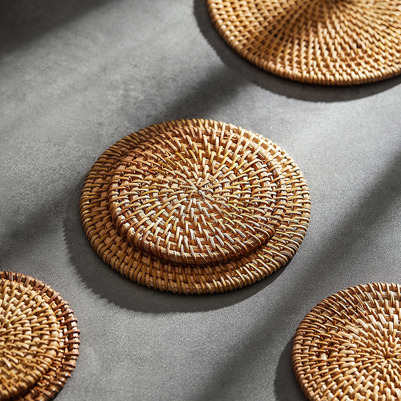 手工藤编隔热垫餐桌垫防烫圆形碗垫菜盘子垫茶具配件茶垫杯垫茶托,餐饮具,餐垫,淘宝优惠券,粉丝福利购,淘宝优惠卷