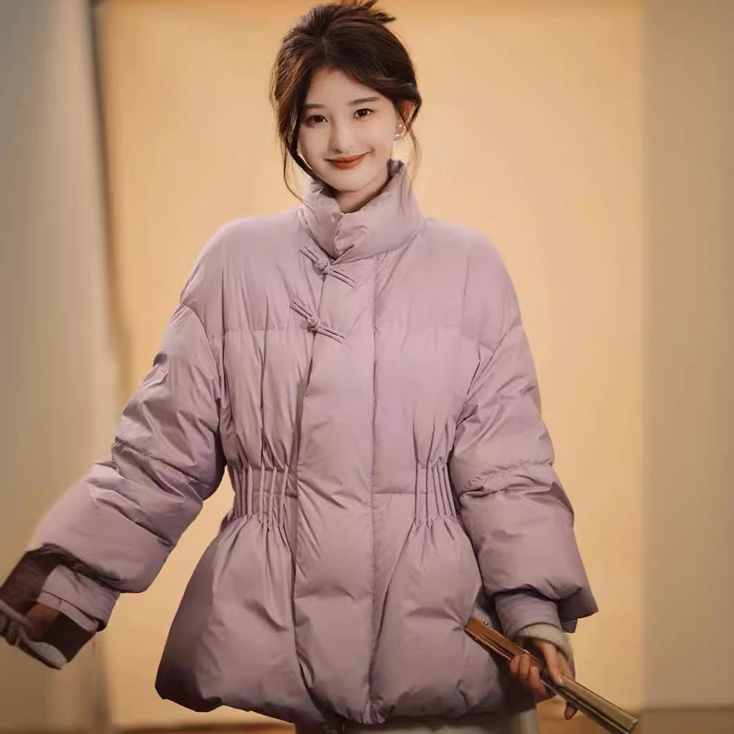 新中式盘扣羽绒服女冬季2023新款中国风收腰短款白鸭绒外套潮,女装/女士精品,羽绒服,淘宝优惠券,粉丝福利购,淘宝优惠卷