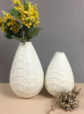 叶子纹球状低温陶瓷花瓶北欧风家居装饰摆件潮州