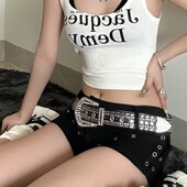 饰亚文化闪闪水钻配牛仔裤 辣妹宽腰带女装 子皮带 小众个性 y2k美式