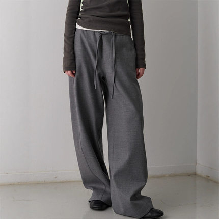 TH～ROW阔腿裤女2025秋冬新款高腰宽松慵懒风休闲裤直筒裤