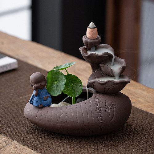 宇轩茶宠紫砂荷塘静思小沙弥