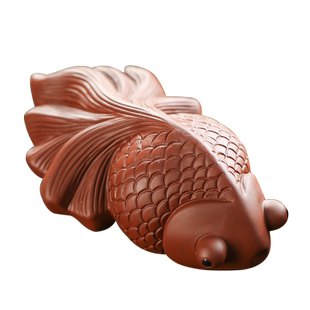 宇轩 紫砂茶宠金鱼手工精品富贵鱼年年有余财源鲶鱼茶玩茶艺摆件