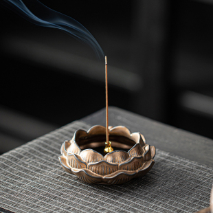 宇轩 茶宠摆件鎏金釉莲花香炉香插座盘香线香盘复古香炉葫芦支架