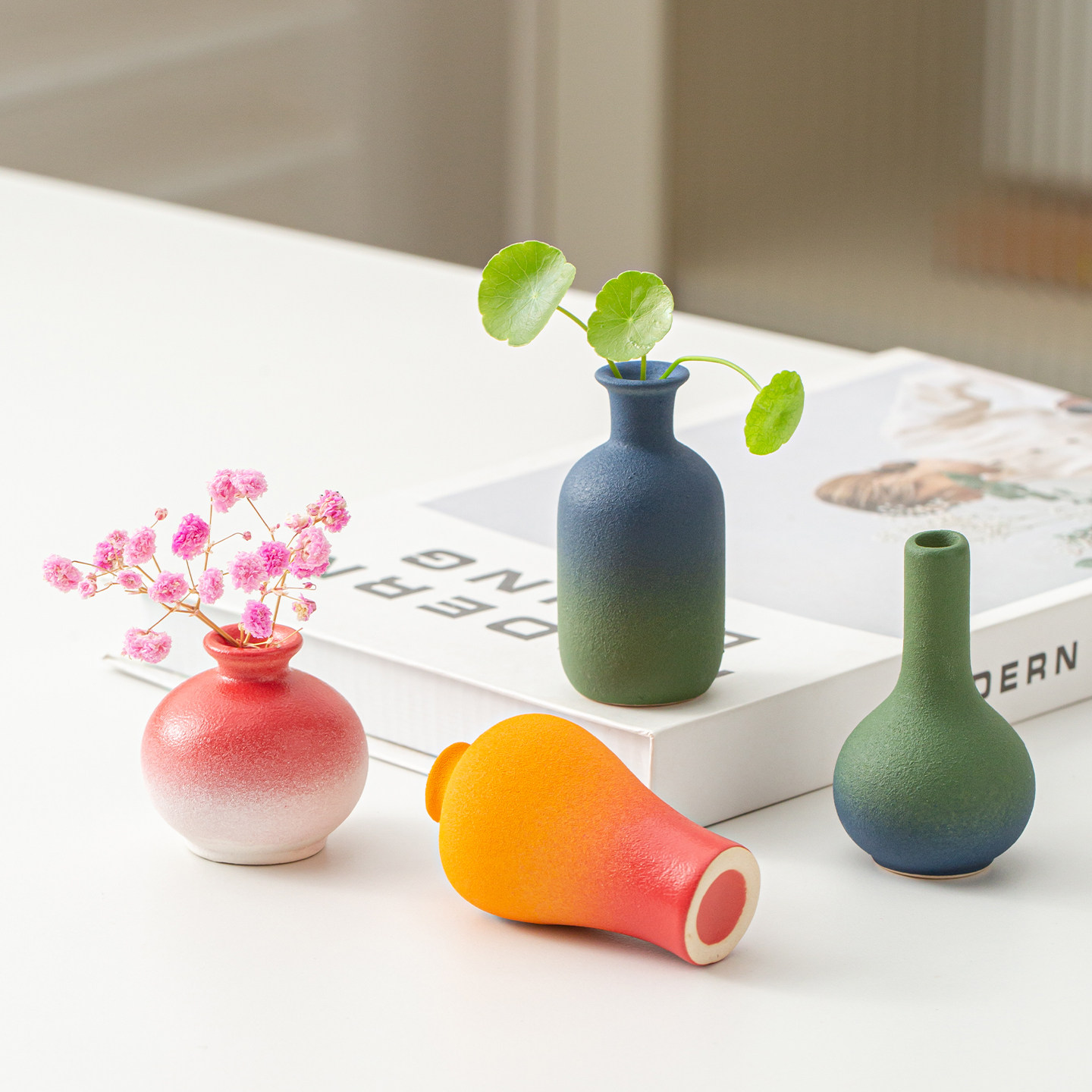 手工陶瓷小花瓶冰箱贴茶宠摆件小清新家居饰品餐桌客厅插花装饰,餐饮具,茶宠摆件,淘宝优惠券,粉丝福利购,淘宝优惠卷