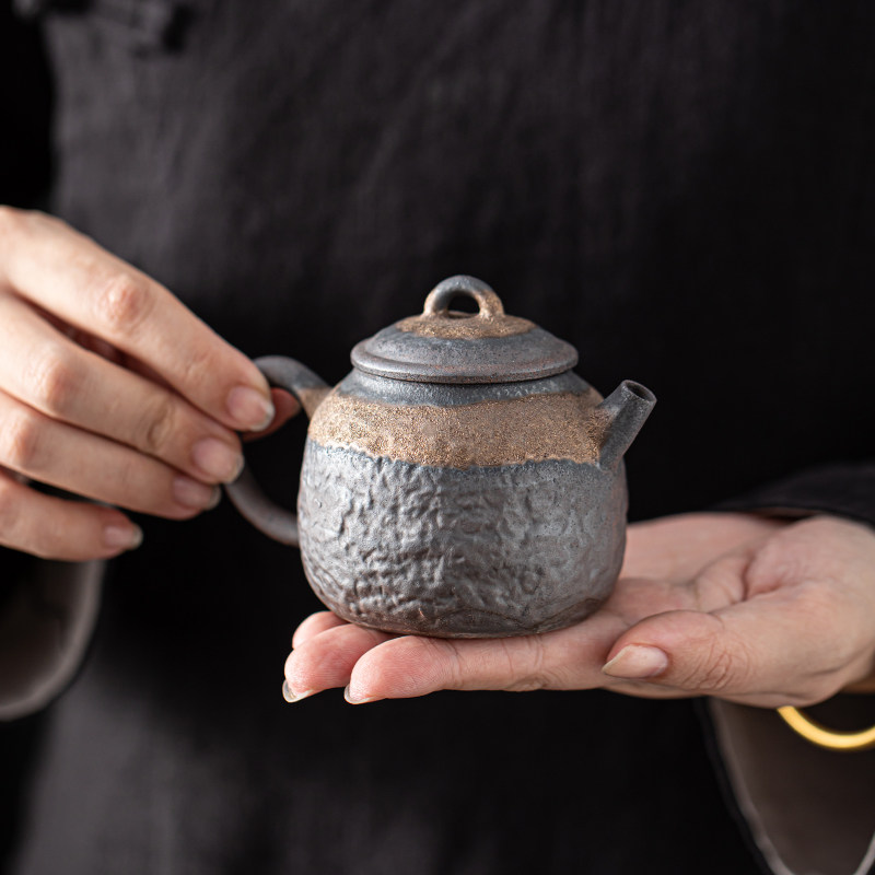 宇轩 老岩泥小容量茶壶复古粗陶茶具陶瓷防烫单个手工壶泡茶器