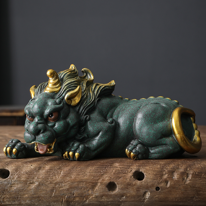 宇轩青砂石茶宠瑞兽招财貔貅