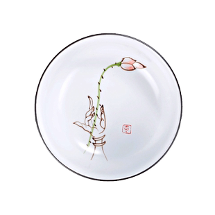 宇轩 手绘茶杯茶具陶瓷品茗杯粉彩功夫茶具定窑脂白荷花主人茶杯