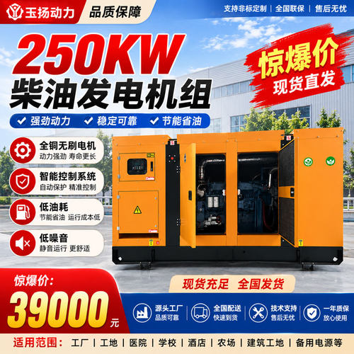250KW静音箱柴油发电机组 三相全自动ATS工业备用电源 源头厂家
