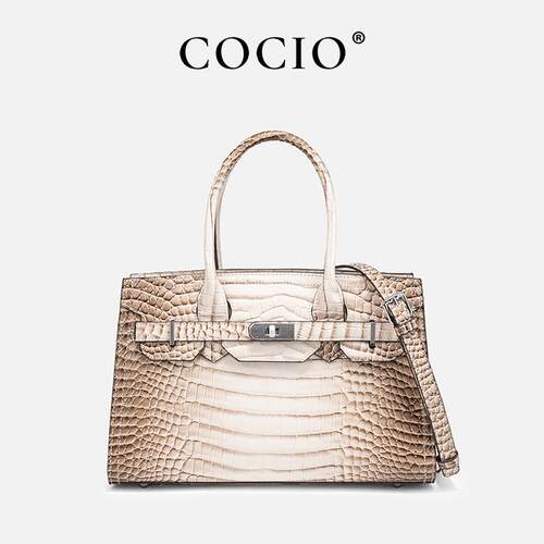 COCIO高端奢华凯莉手提包女鳄鱼纹单肩斜挎铂金包春夏新款杀手包