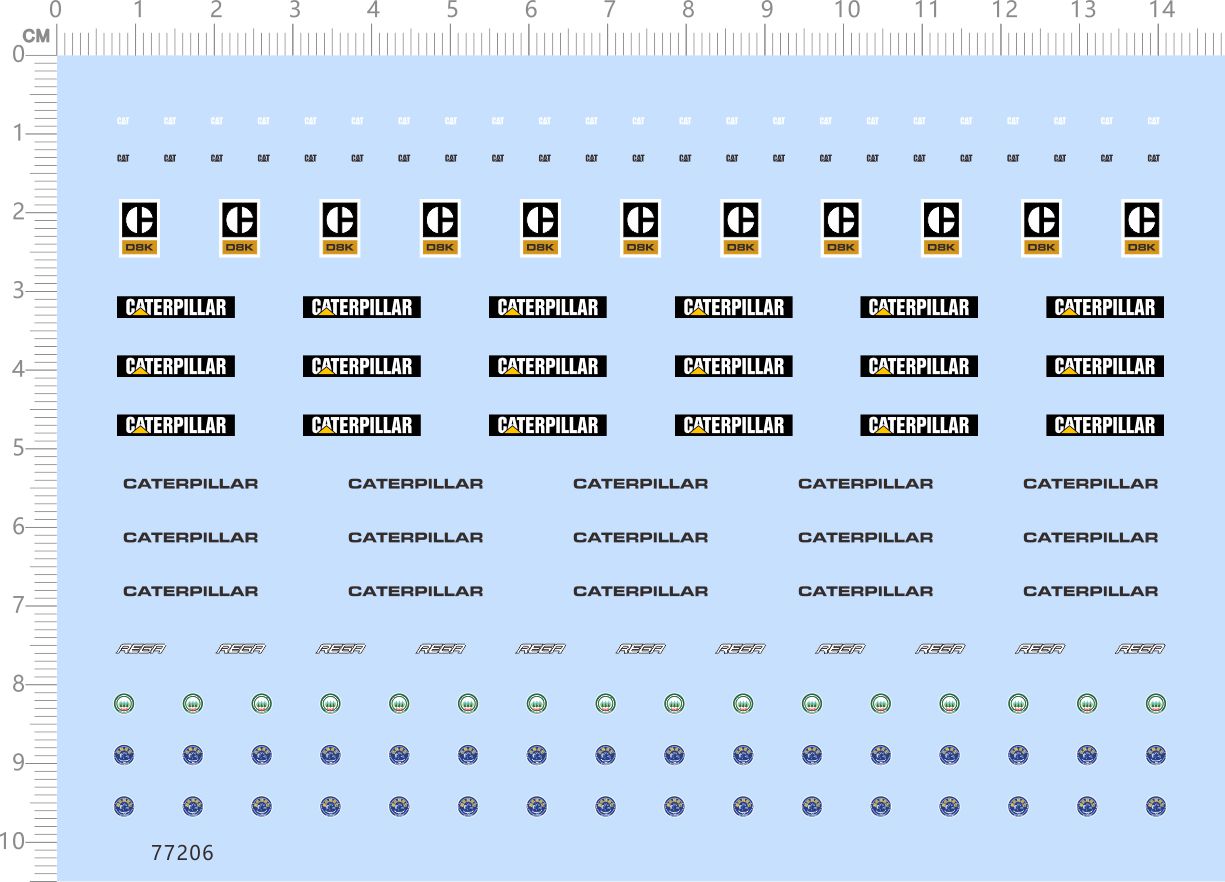 77206整版水贴 REGA CAT工程车起重机吊臂挖土机模型定制打印2401