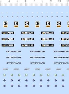 77206整版水贴 REGA CAT工程车起重机吊臂挖土机模型定制打印2401