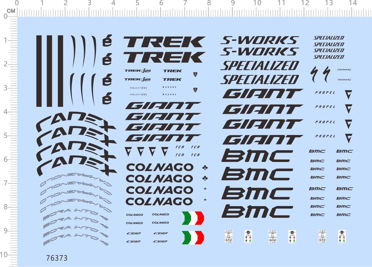 76373整版水贴 TREK BMC COLNAGO 平衡车模型意大利国旗2312