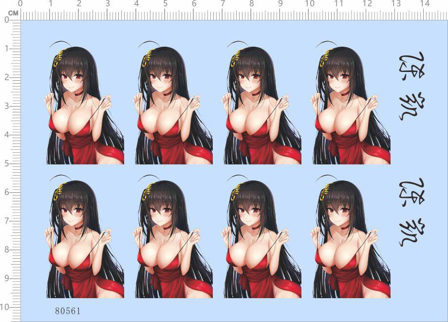 80561整版胶无比例碧蓝航线大凤陈凯鼠标贴美女内衣礼服标签水贴6