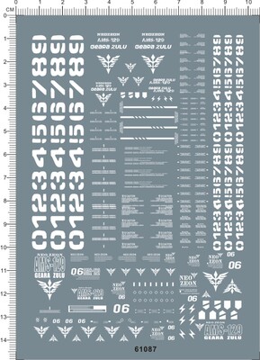 61087-Z96  HG AMS129 AMS-129祖鲁 数字编号gd水贴2