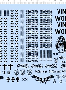 76094整版水贴 VINES WORKS 眼睛 十字 死神 corn chips纹身2311