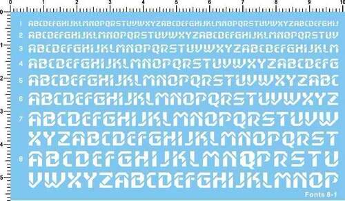 fonts 8-1-整版胶 A5102 各种比例英文字母水贴纸 现货