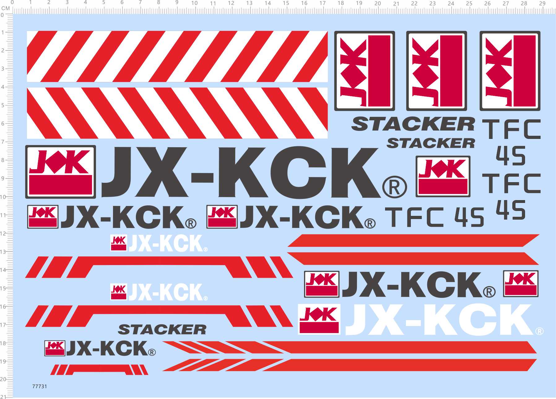 77731 J&K-TFC45 jx-kck stacker tfc 45模型车水贴定制打印2402