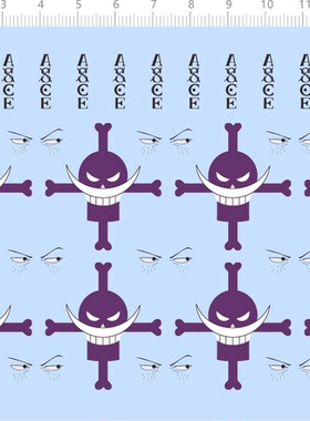 75603 整版胶白胡子 ASCE 眼睛 艾斯 水贴手办骷髅头定制打印现货