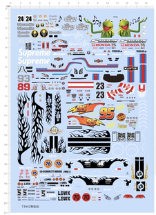 73442汽车模型青蛙火焰汽车总动员LBWK兰博基尼保时捷法拉利水贴