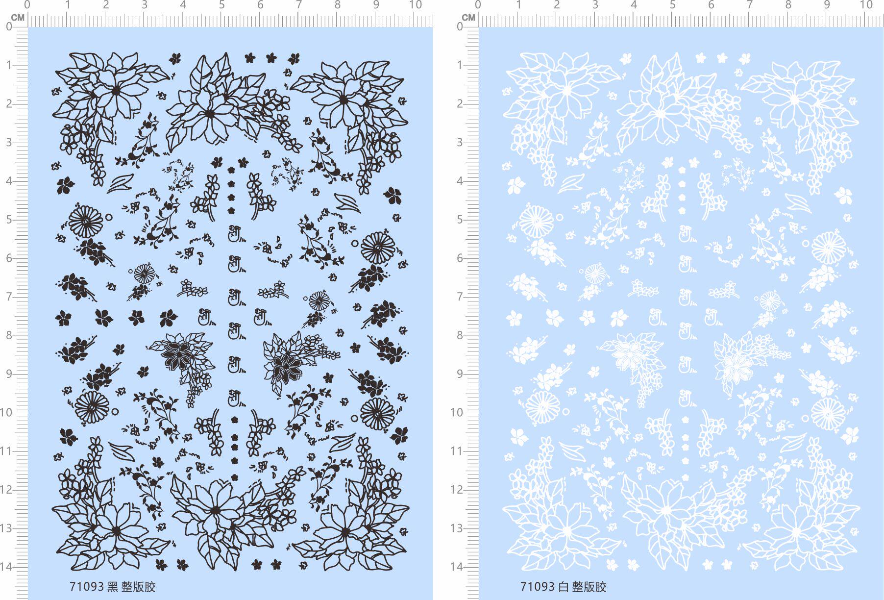 71093国风系列 花朵花瓣 烫金水贴 水转印贴纸 绣花 衣服 纹身