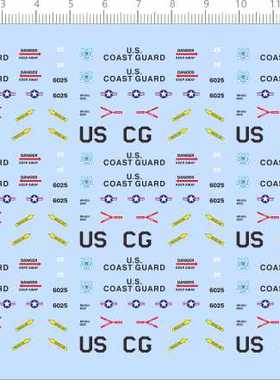 67897整版胶1/144 us cg coast guard美军国旗HH-60J直升机水贴纸