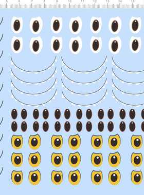 67751整版胶zimomo娃娃眼睛水贴纸盲盒molly比例模型人偶眼睛水贴