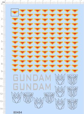 80484整版胶变形英文名个性签名GUNDAM车模型水贴三角形标A6