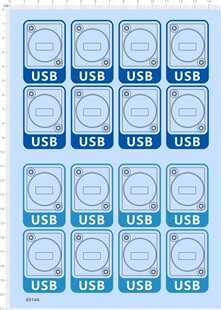 标签水贴纸定做订做 69144整版 胶USB插口示意图前插后插插座包装