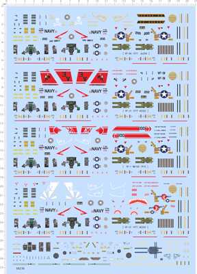 68236整版胶Q版F-14飞机模型水贴纸F14 tomcat骷髅头美军国旗现货