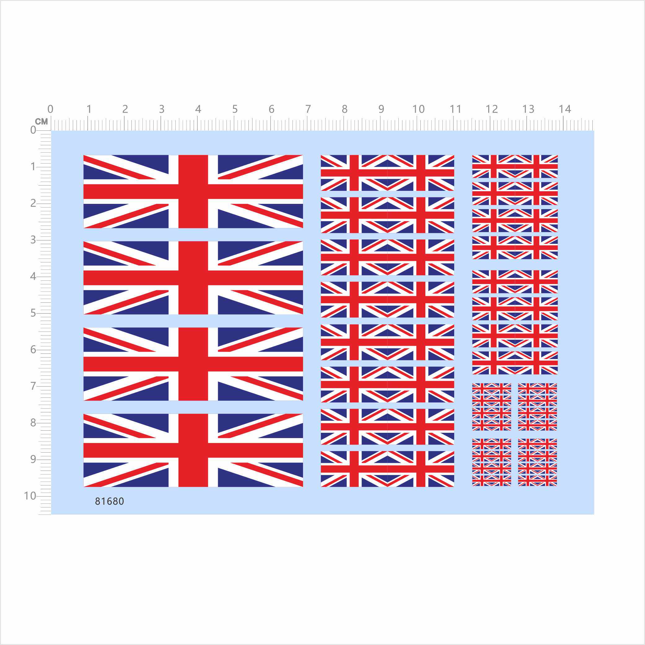 81680比例模型水贴 英国国旗 对贴 可撕膜不干胶独立胶位2404定制